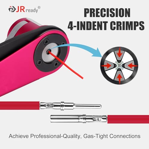 JRready Deutsch Crimp Tool Turret-Style (ACT-DT1 Equivalent to HDT-48-00) for DT/DTM/DTP Connectors Size 12/16/20 Solid Contacts (12-22AWG), 8-Indent Deutsch Crimper - Image 3