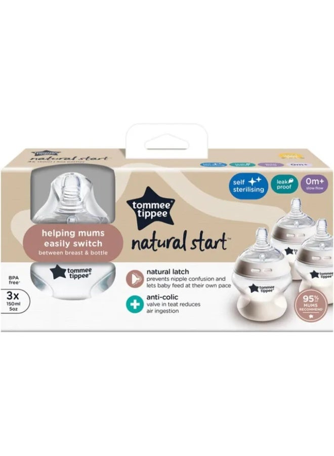 Tommee Tippee UK زجاجات الرضاعة ببطء 150 مل عبوة من 3 - Image 1