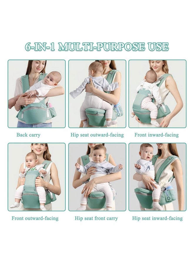 fisca Baby Carrier with Hip Seat for Newborn to Toddler, 6-in-1 Ergonomic Infant Carrier for 0-36 Month Baby, All Positions Soft Breathable Mesh Wrap Carrier with Waist Stool, Easily Adjustable Baby Holder - Image 1
