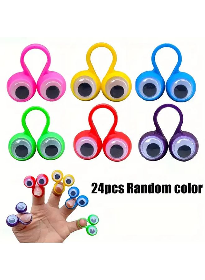 24pcs Wiggly Eyeball Finger Puppets Toys Set Random Color Party Favors For Kids - Image 1