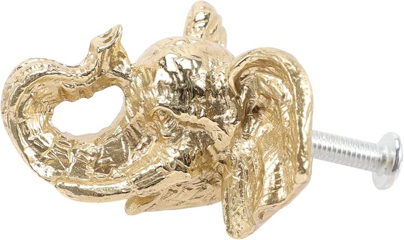 Solid Brass Elephant Head Cabinet Knob Vintage Drawer Pulls for Kitchen Bathroom Furniture - Image 1