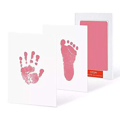 Grab Classy 0-6 Months Safe Inkless Baby Handprint And Baby Footprint Ink Pad With Imprint Cards 100% Non-Toxic & Mess Free Safe For Newborn Baby And Toddlers (Pink, 0-6 Months), 1 Count - Image 1