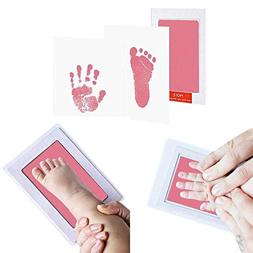 Grab Classy 0-6 Months Safe Inkless Baby Handprint And Baby Footprint Ink Pad With Imprint Cards 100% Non-Toxic & Mess Free Safe For Newborn Baby And Toddlers (Pink, 0-6 Months), 1 Count - Image 2