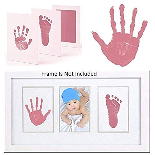 Grab Classy 0-6 Months Safe Inkless Baby Handprint And Baby Footprint Ink Pad With Imprint Cards 100% Non-Toxic & Mess Free Safe For Newborn Baby And Toddlers (Pink, 0-6 Months), 1 Count - Image 5
