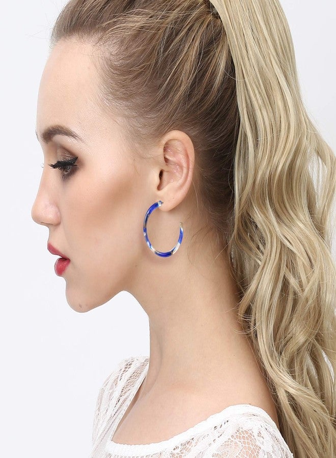 Tamhoo 10 Pairs Leopard Hoop Earings Lightweight - Bohemia Statement Hoops Acrylic Resin Round Circle Stud Earring Set - Drop Dangle Ecetate Earrings Green Pink Red for Tweens Women Women (10 pairs) - Image 2