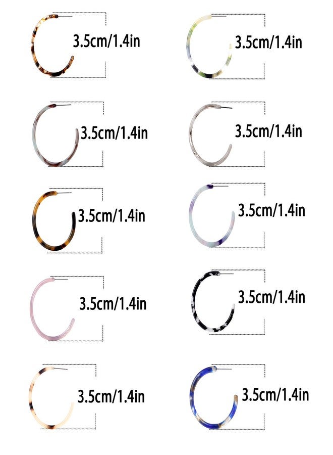 Tamhoo 10 Pairs Leopard Hoop Earings Lightweight - Bohemia Statement Hoops Acrylic Resin Round Circle Stud Earring Set - Drop Dangle Ecetate Earrings Green Pink Red for Tweens Women Women (10 pairs) - Image 4