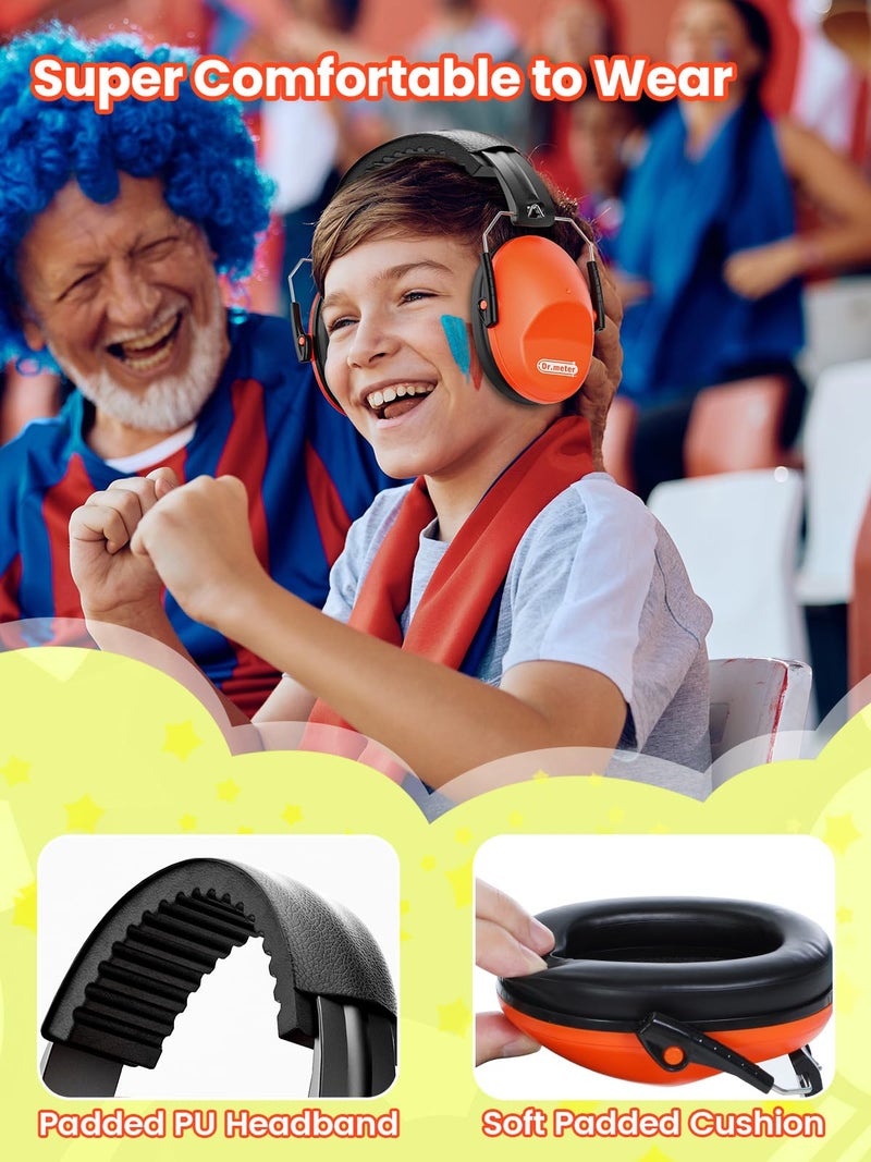 Dr.meter Ear Muffs for Noise Reduction: 27.4SNR Noise Cancelling Headphones for Kids Adults, EM100 Adjustable Hearing Protection Earmuffs for Monster Jam, Autism Sensory, Concerts, Fireworks Orange - Image 2
