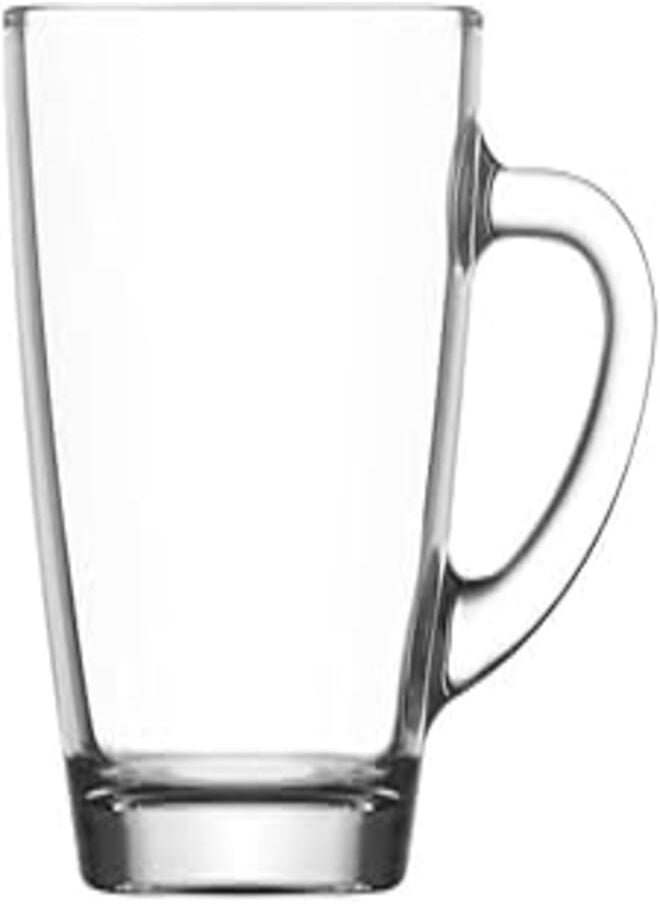 LAV LAV VEGA Glass Mug with Hand / 300 cc- 10.25 Oz / 6 Pcs/Elegant design, Trusted Brand, Attractive shape of Tea, Latte, Cappuccino, Soft Drink, Sparkling Drink, Juices/High Quality Materials 