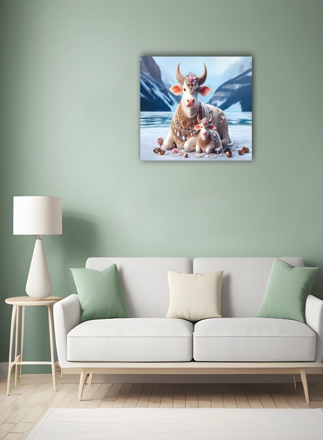 Anaadi kamdhenu cow with Calf Photo Poster Without Frame for Home & Office Decoration (12x18 Inch) - Image 2