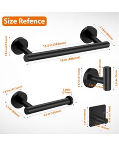MIXDE 5-Pieces Matte Black Bathroom Hardware Set SUS304 Stainless Steel Round Wall Mounted - Includes 16" Hand Towel Bar Toilet Paper Holder 3 Robe Towel Hooks Bathroom Accessories Kit  - Image 5