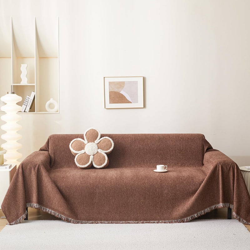 Meetsky Coach Cover Cover Cover Selectal Cover Carge Couch Slipcovers for Reclining Couch 3 مقعد قابلة للغسل حامي زخرفي النمط الحديث لغرفة المعيشة 91 "× 118" "شوكولاتة - Image 1