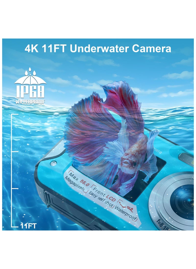 ASIV 4K Underwater Camera, 11ft Waterproof Camera with 32GB Card, 48MP Auto Focus Camera, Dual Screen Selfie Camera, Compact Floating Camera for Snorkeling Waterproof Compact Floating Digital Camera  - Image 5