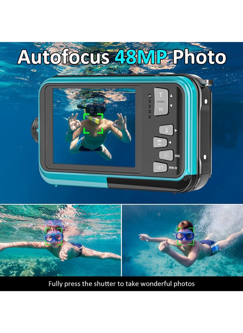 ASIV 4K Underwater Camera, 11ft Waterproof Camera with 32GB Card, 48MP Auto Focus Camera, Dual Screen Selfie Camera, Compact Floating Camera for Snorkeling Waterproof Compact Floating Digital Camera  - Image 4