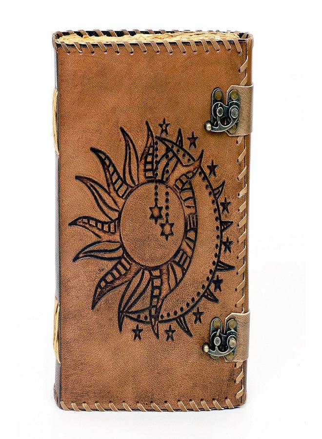 CREATIVE LEATHER ART Sun & Moon Emboss Journal, 220 Deckle Edge Handmade Pages Journal, Vintage Journal, Sun Moon Journal, Leather Sketchbook, Leather Notebook, Leather Journal for Men, Vintage Brown,Deckle Edge Paper) - Image 2