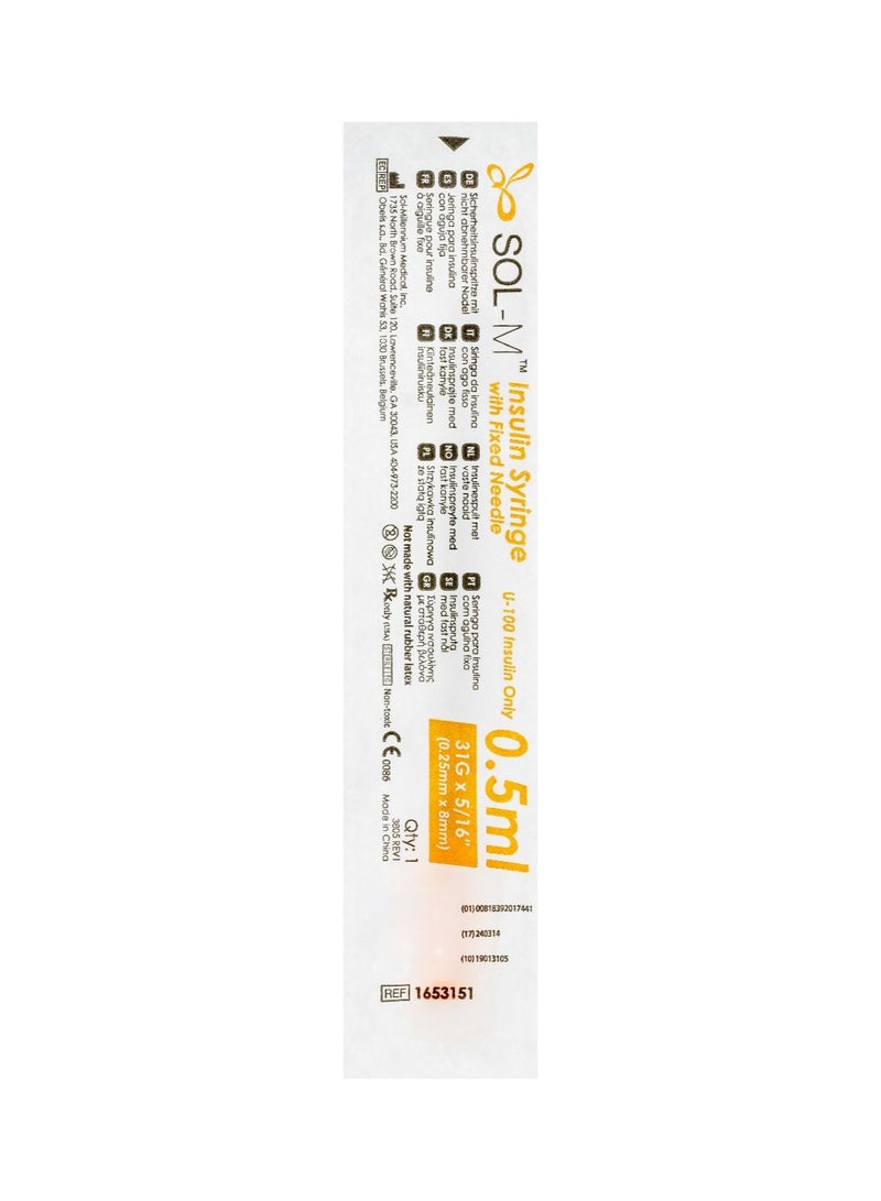 SOL-M 0.5 ml Insulin Syringe Needle 31G (8mm) -100 pcs - Image 5