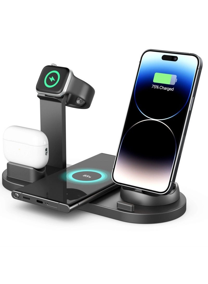 4-in-1 Wireless Phone Charger, 15W Qi-Certified Fast Charging Dock, Desktop Charger, Wireless Watch and Earbuds Charger  - Image 1