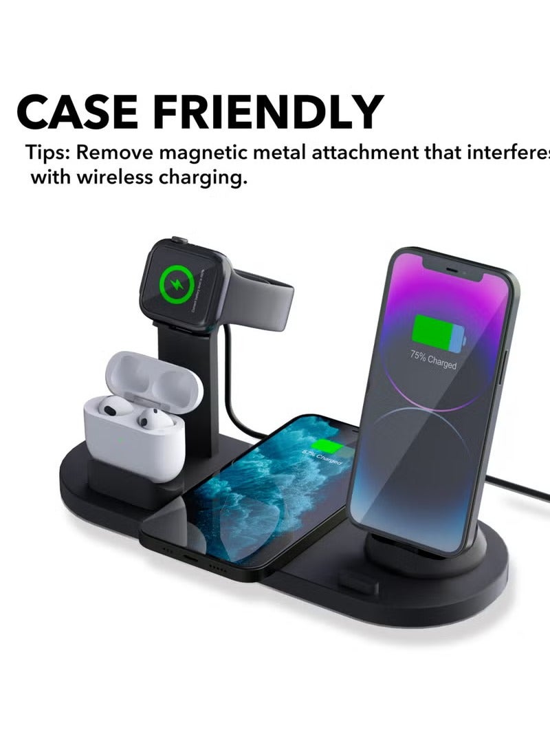 4-in-1 Wireless Phone Charger, 15W Qi-Certified Fast Charging Dock, Desktop Charger, Wireless Watch and Earbuds Charger  - Image 2