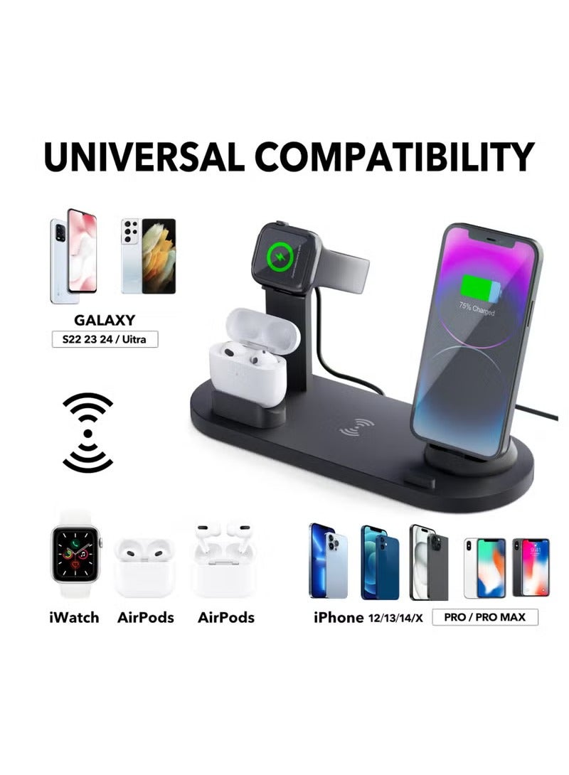 4-in-1 Wireless Phone Charger, 15W Qi-Certified Fast Charging Dock, Desktop Charger, Wireless Watch and Earbuds Charger  - Image 3
