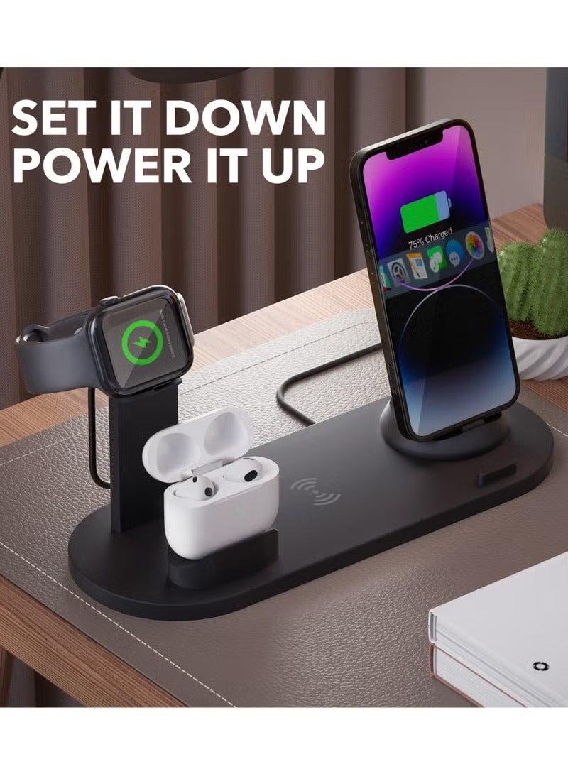 4-in-1 Wireless Phone Charger, 15W Qi-Certified Fast Charging Dock, Desktop Charger, Wireless Watch and Earbuds Charger  - Image 5