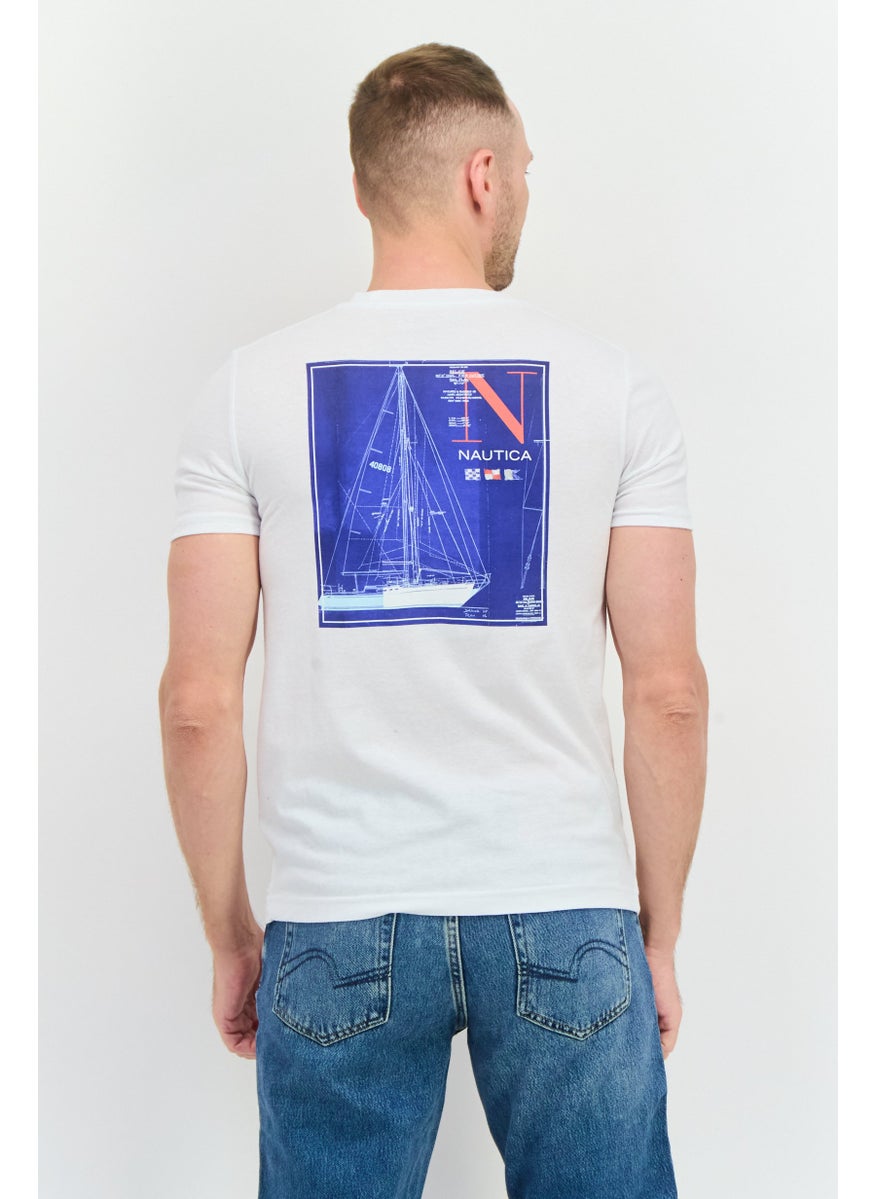 NAUTICA Men Crew Neck Short Sleeves Graphic Print T-Shirt, White  - Image 3