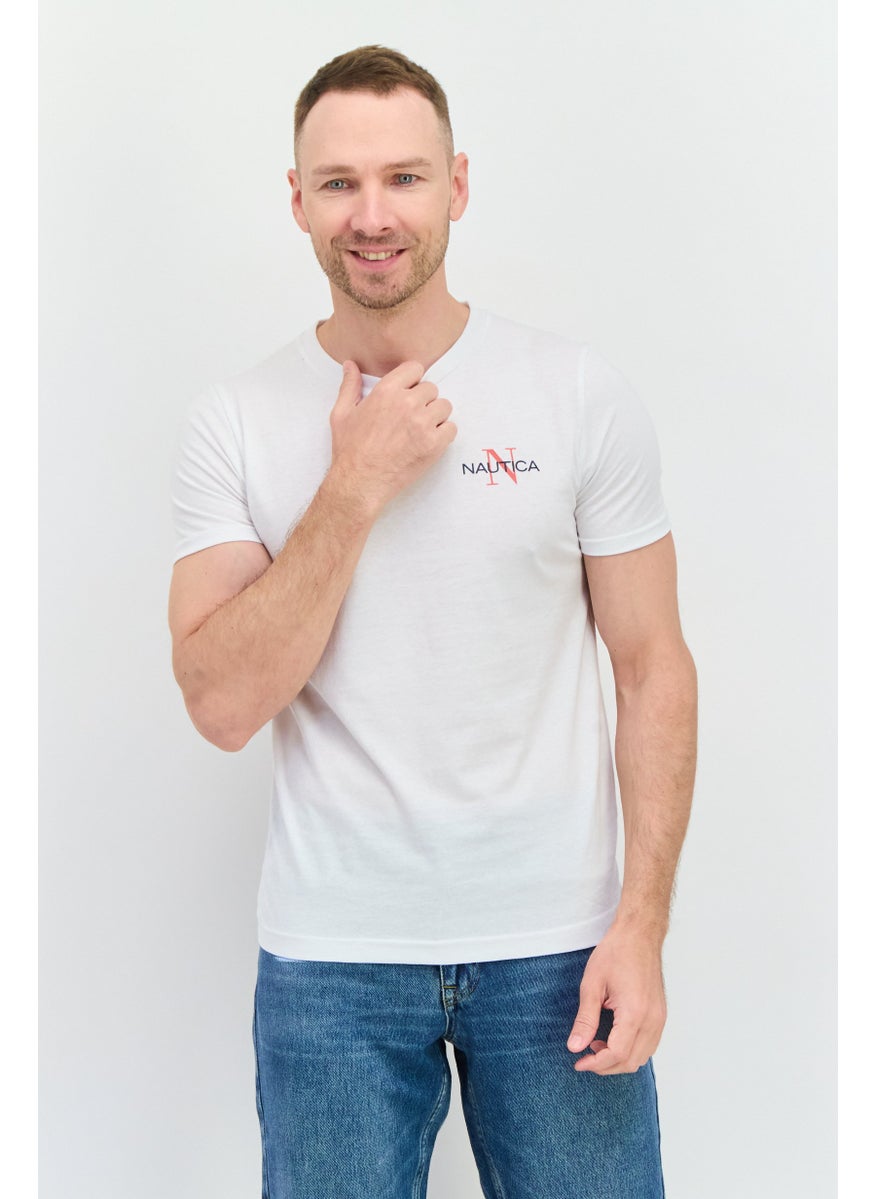 NAUTICA Men Crew Neck Short Sleeves Graphic Print T-Shirt, White  - Image 1