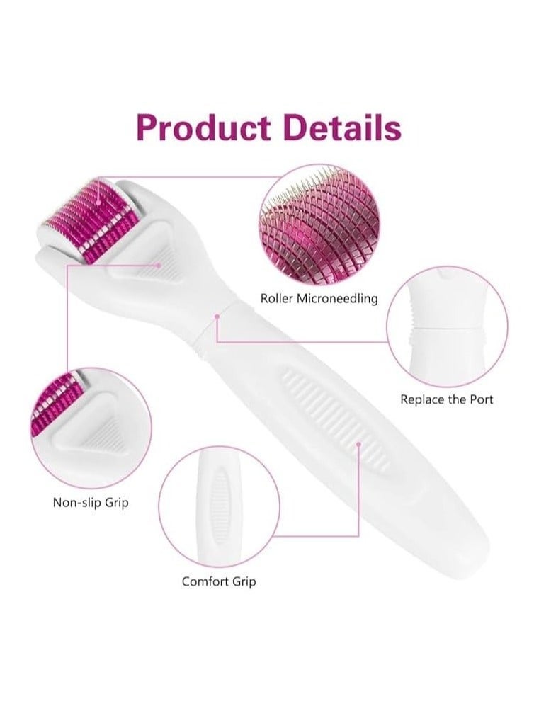 بونيتو نظام ديرما رولر 4 في 1، مجموعة ديرما رولر للعناية الكاملة بالبشرة، أسطوانة ميكرونيدلنج من التيتانيوم للعناية بالبشرة للنساء والرجال مع حقيبة تخزين (أحمر/أبيض) - Image 4