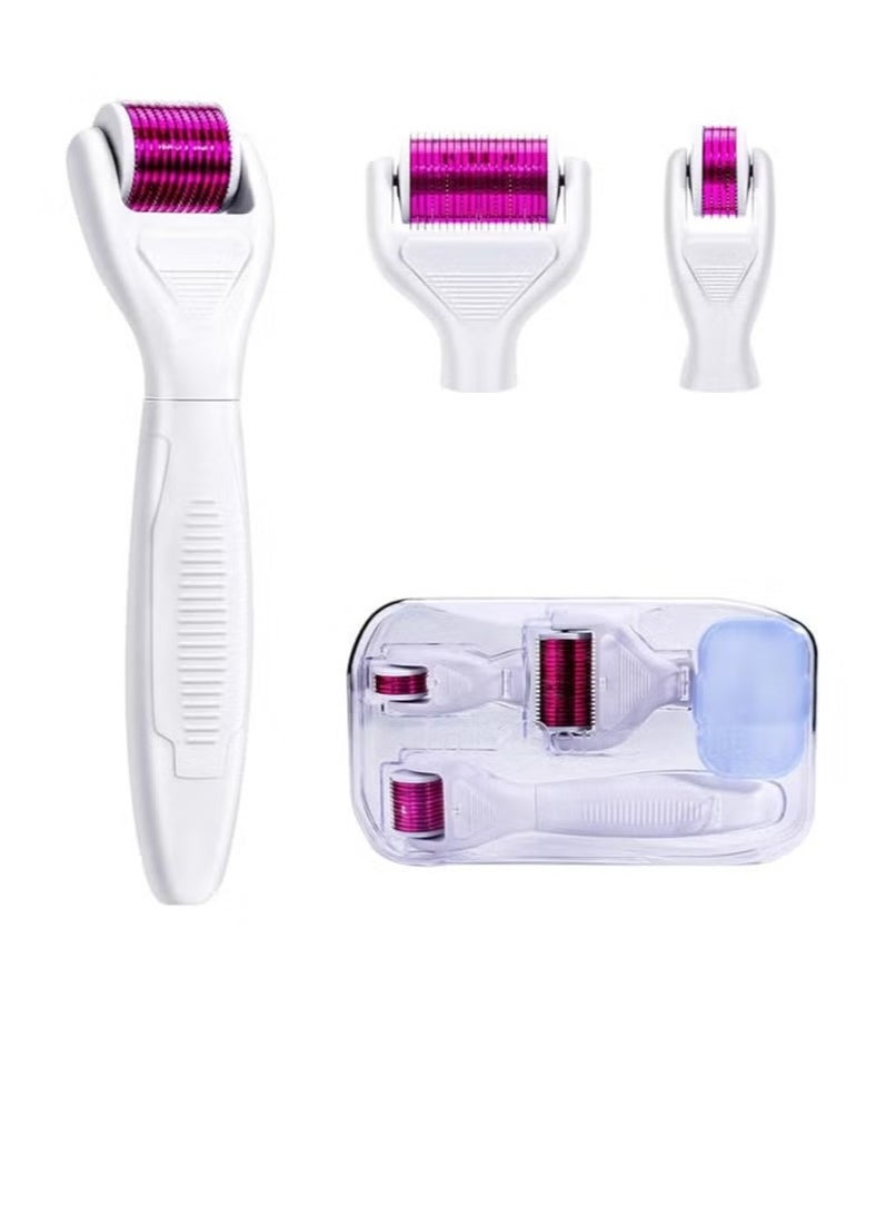 BONITO 4 in 1 Derma Roller Kit for Complete Skin Care, Microneedling Roller Titanium for Women and Men Skincare with Storage Case (Red/White)  - Image 1