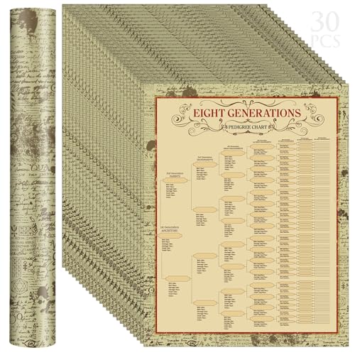 Sinload 30 Pcs Family Tree Charts to Fill in Genealogy Charts 8 Generation 255 Name Spaces Genealogy Organizer Pedigree Charts for Genealogy Ancestry Family History Reunions Lineage, 17 x 22 Inch - Image 1