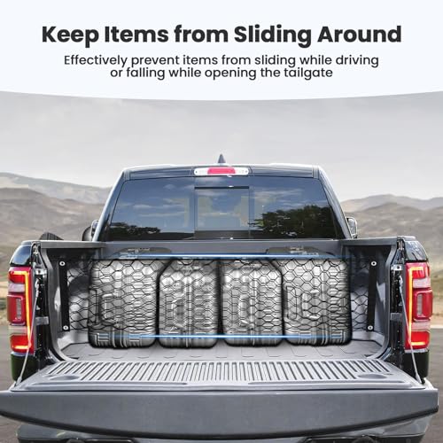 Canvcle Truck Bed Cargo Net for 2019-2025 Dodge Ram 1500 Accessories Envelope Style Mesh Trunk Net Organizer and Storage Stretchable Adjustable Elastic Nylon Rear Cargo Netting with Hooks - Image 5