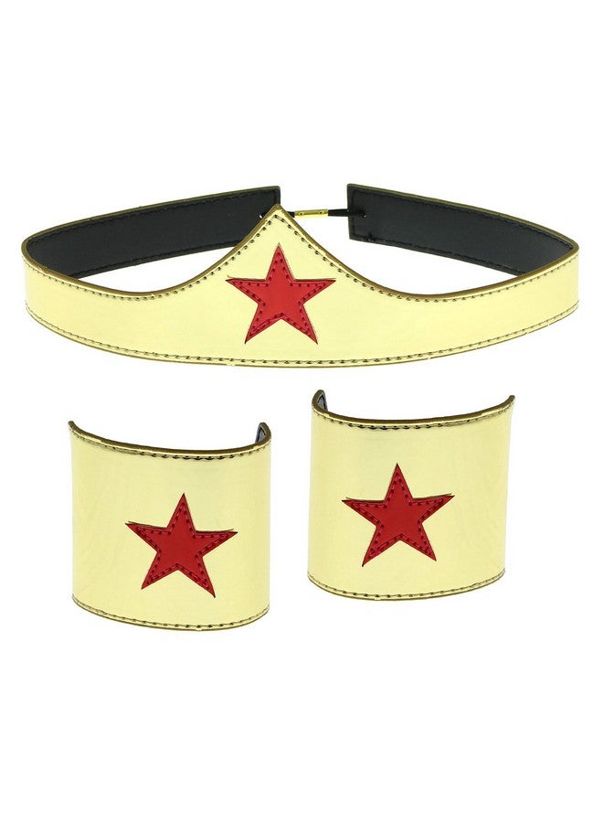 Bioworld Wonder Woman Cuff and Tiara Adult Cosplay Costume Set Gold - Image 1