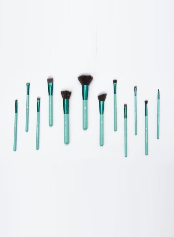 Daroge Multi Applicable 12 Pieces Professional Makeup Brush Set Green