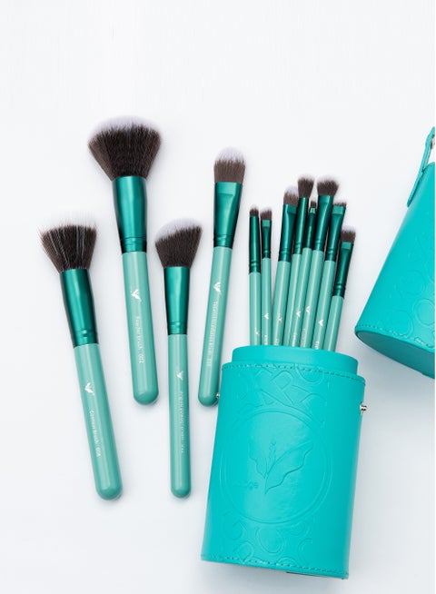Daroge Multi Applicable 12 Pieces Professional Makeup Brush Set Green