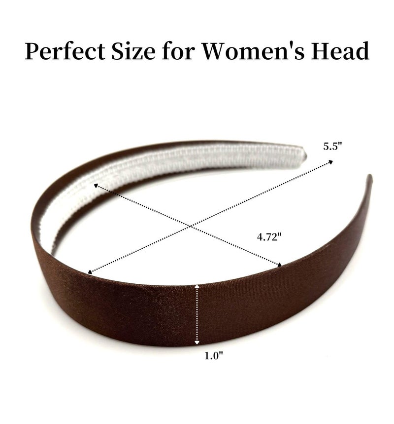 MD Style Headband for Women and Girls - 1 inch Hairband - Hair Accessories, Hard Headbands, Satin Hairbands (Brown, 1 inch) - Image 4