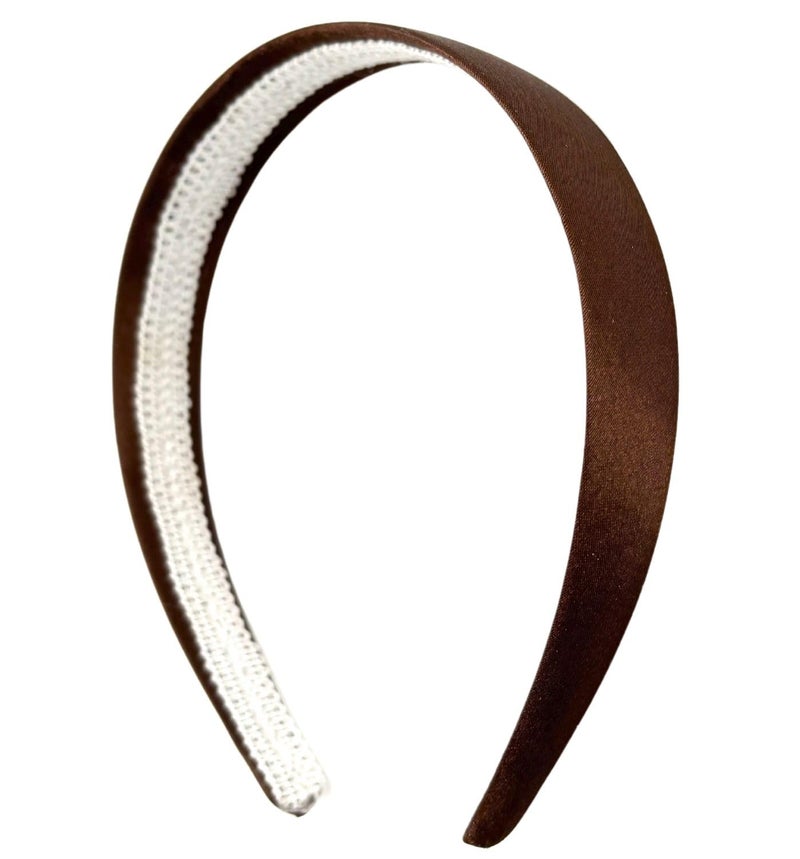 MD Style Headband for Women and Girls - 1 inch Hairband - Hair Accessories, Hard Headbands, Satin Hairbands (Brown, 1 inch) - Image 1