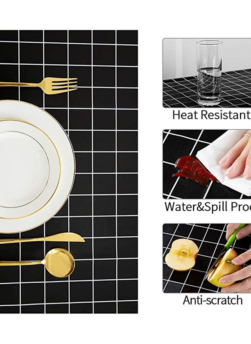 KASTWAVE KASTWAVE Checkered Vinyl Rectangle Tablecloth 100% Waterproof Oil Proof PVC Square Table Cloth, Tablecloth Stain Resistant Wipeable Duty Table Covers for Restaurants Picnic Party Table Dining  - Image 2