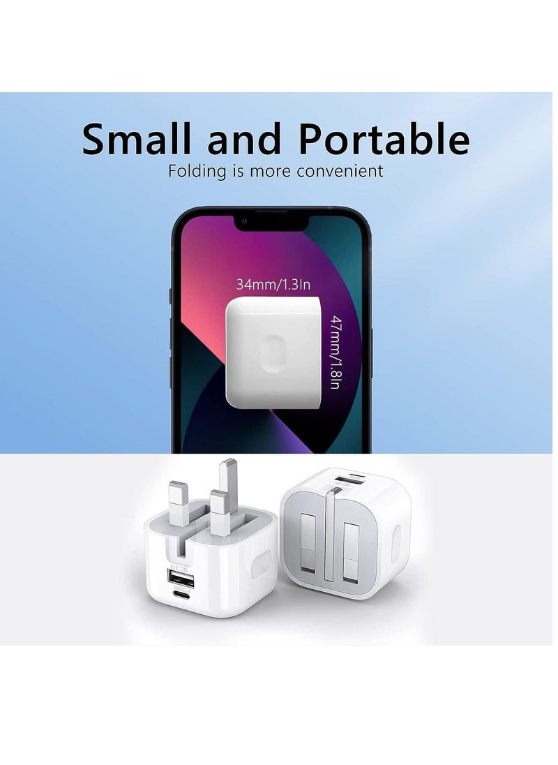 BGM - 20W USB C Charger Block, 2-Ports [USB-C + USB] Charging Station, QC PD3.0 GaN Fast Charging Block, Type C Power Adapter for iPad Pro/iPhone/Samsung Note/Galaxy (Not with Cable) - Image 1