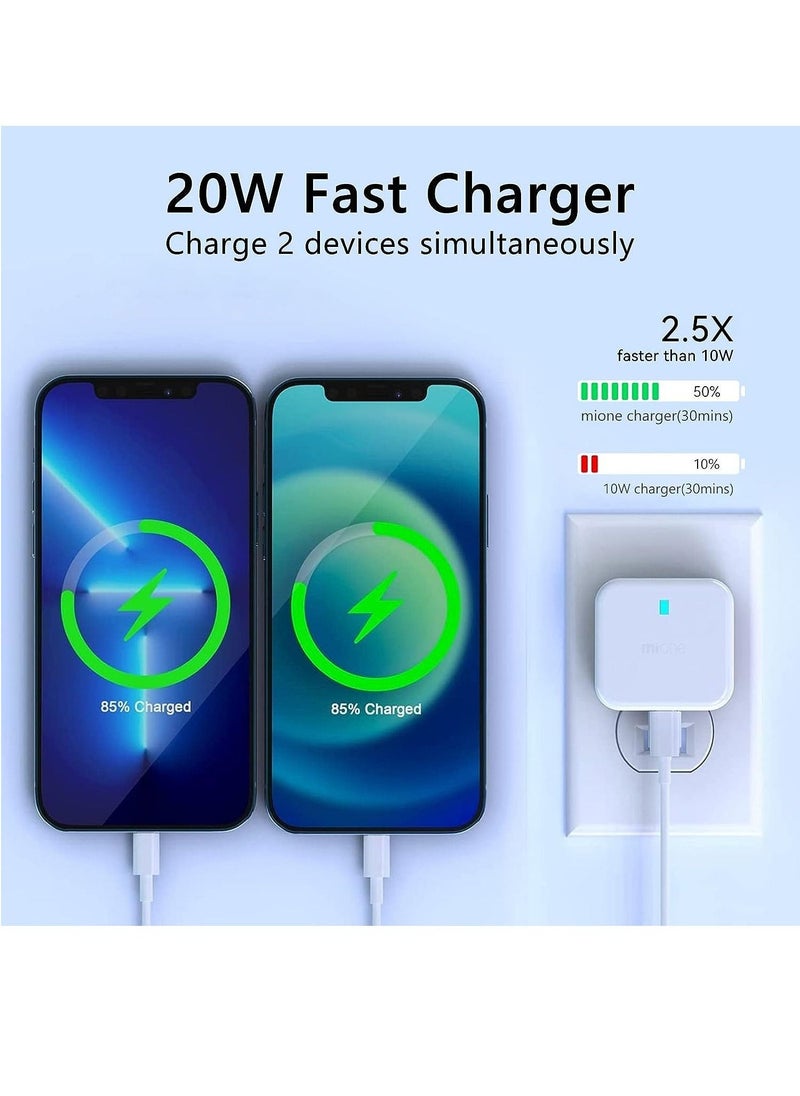 BGM - 20W USB C Charger Block, 2-Ports [USB-C + USB] Charging Station, QC PD3.0 GaN Fast Charging Block, Type C Power Adapter for iPad Pro/iPhone/Samsung Note/Galaxy (Not with Cable) - Image 1