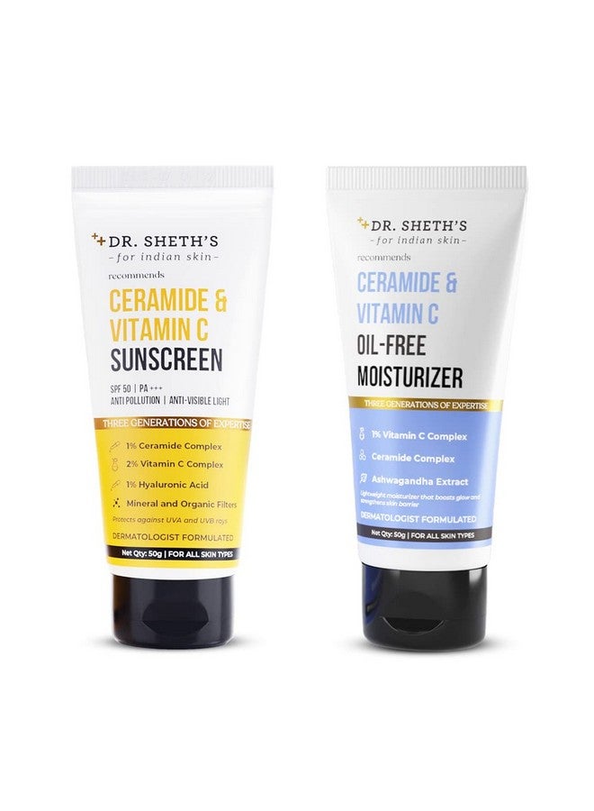 دي آر. شيث'س Glow & Protect Duo|واقي من الشمس خفيف الوزن بعامل حماية من الشمس SPF 50 ومرطب خالي من الزيوت|للبشرة العادية إلى المختلطة|لجميع أنواع البشرة|100 جرام عدد 2 - Image 1