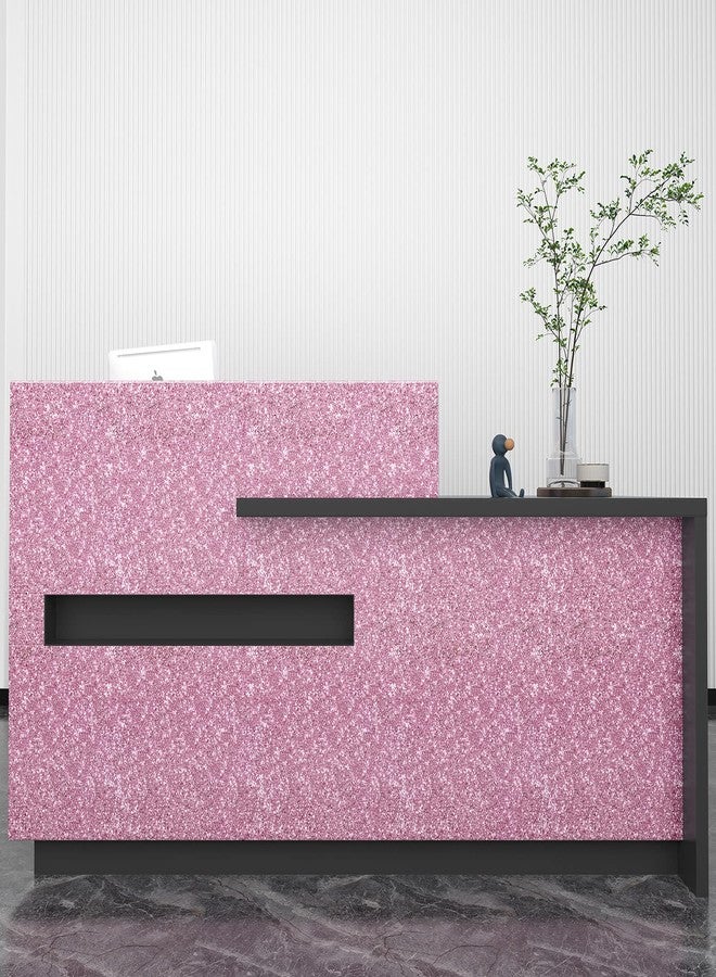 Decotalk 354"x17.7" Pink Glitter Wallpaper Peel and Stick Glitter Wallpaper for Walls Removable Pink Wall Vinyl Sparkle Contact Paper Chunky Sequins Sparkle Wall Paper for DIY Crafts Party Decorative - Image 2