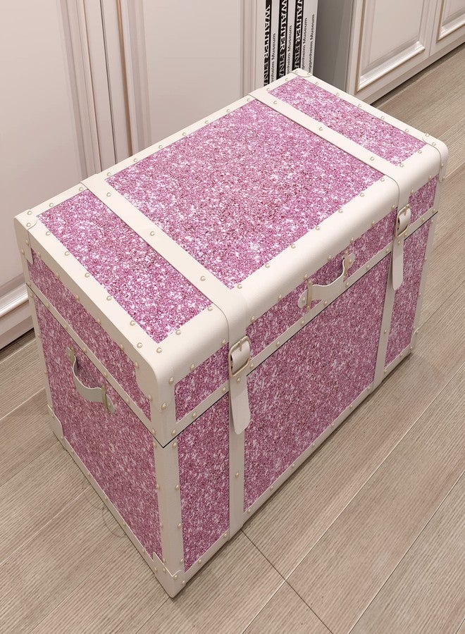 Decotalk 354"x17.7" Pink Glitter Wallpaper Peel and Stick Glitter Wallpaper for Walls Removable Pink Wall Vinyl Sparkle Contact Paper Chunky Sequins Sparkle Wall Paper for DIY Crafts Party Decorative - Image 4