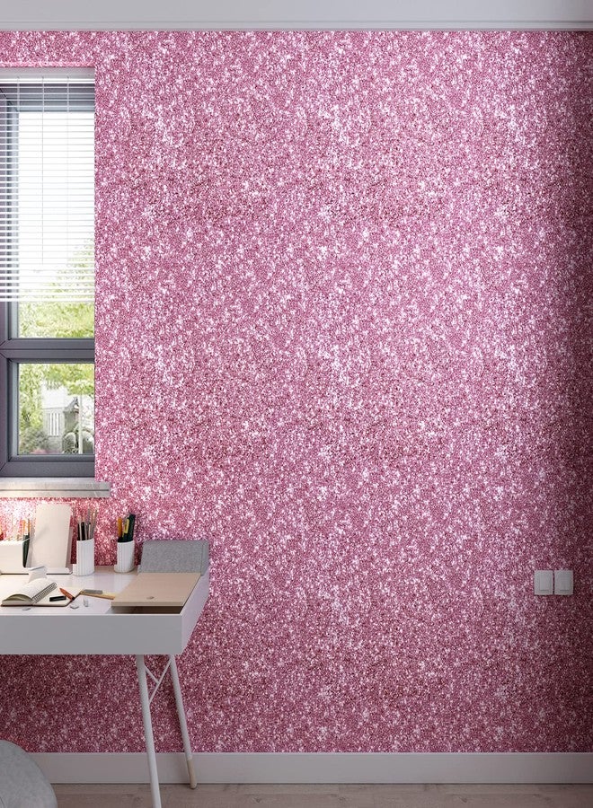 Decotalk 354"x17.7" Pink Glitter Wallpaper Peel and Stick Glitter Wallpaper for Walls Removable Pink Wall Vinyl Sparkle Contact Paper Chunky Sequins Sparkle Wall Paper for DIY Crafts Party Decorative - Image 5