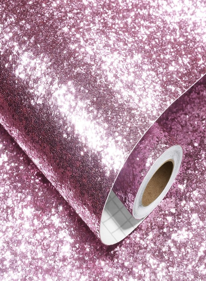 Decotalk 354"x17.7" Pink Glitter Wallpaper Peel and Stick Glitter Wallpaper for Walls Removable Pink Wall Vinyl Sparkle Contact Paper Chunky Sequins Sparkle Wall Paper for DIY Crafts Party Decorative - Image 1