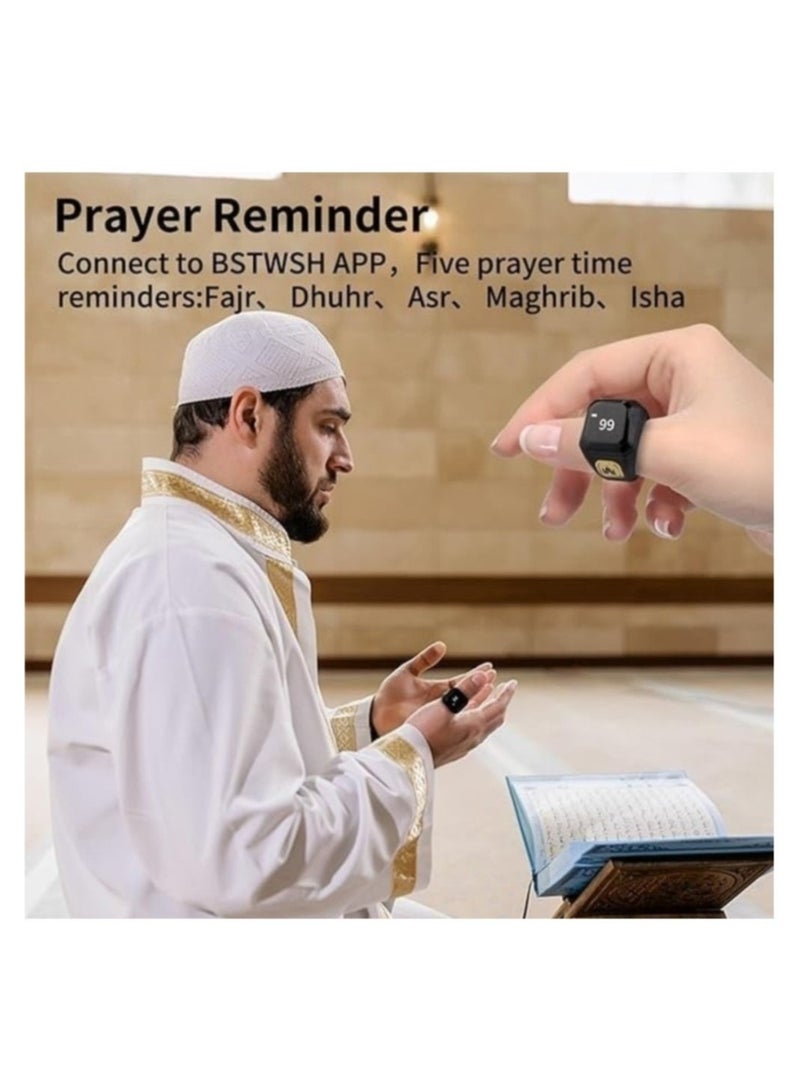 20mm Zikr Ring Smart Ring with Vibration Reminder Tasbih Counter and Bluetooth Connection for Exclusive IQIBLA App and 5 Daily Prayer Reminders - Image 4