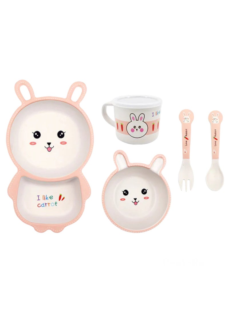 Highland 5 Piece Rabbit Plate Bowl Cup Spoon and Fork Children's Tableware Set - Image 1