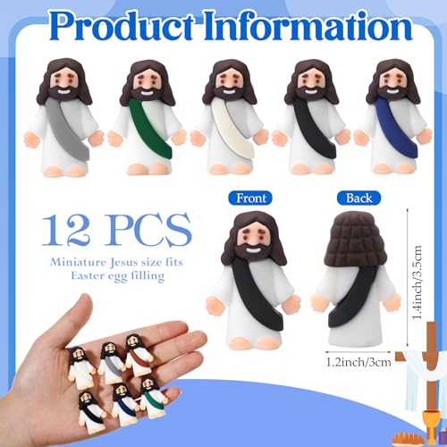 Bememo 12 Pcs Little Jesus Love You Figure Original Rubber Easter to Hide and Seek March for Jesus Religious Party Favors Sunday School Baptism Easter GiftsRetro Color - Image 5