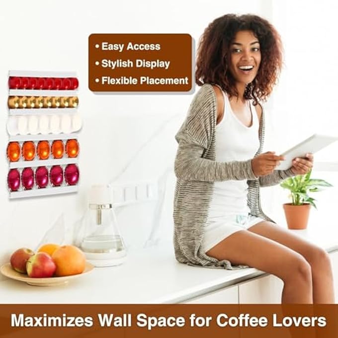 rayihni Coffee Pod Holder For Counter10 Pcs Coffee Pods StorageOrganizer Wall Mount Coffee Pod Holder With Adhesives Under Cabinets White - Image 4