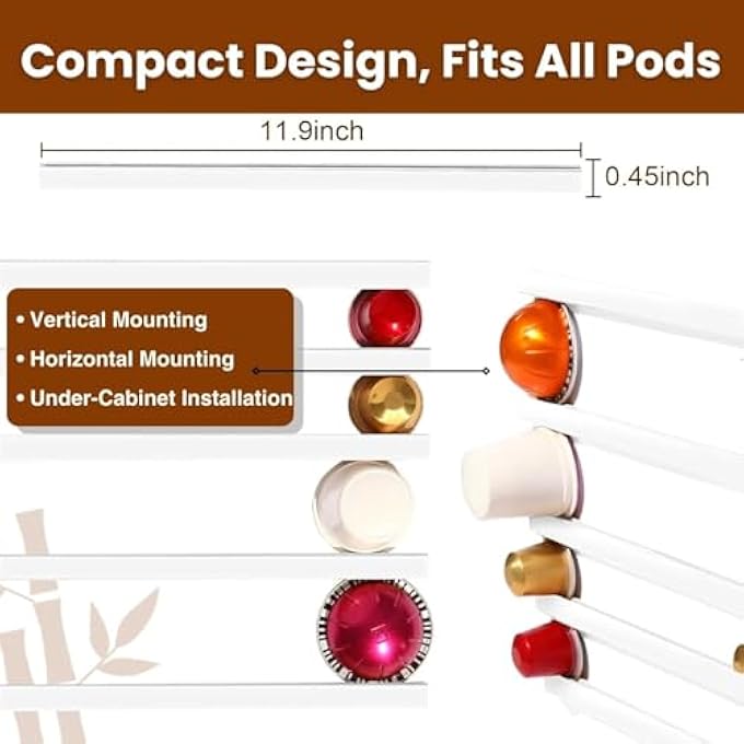 rayihni Coffee Pod Holder For Counter10 Pcs Coffee Pods StorageOrganizer Wall Mount Coffee Pod Holder With Adhesives Under Cabinets White - Image 3