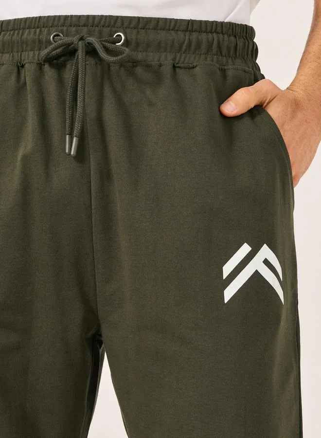 Styli Mid Rise Oversized Joggers with Minimal Print