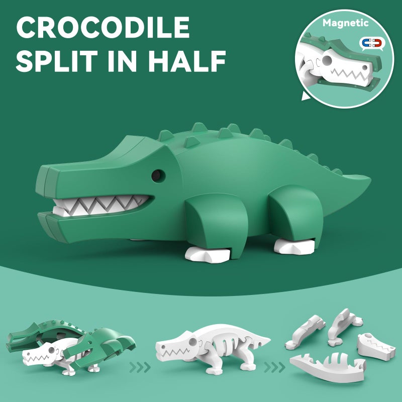 Toycost Magnetic Animal Building Toys, STEM Toddler Learning Toys 3D Puzzle Animals for Boys Girls, Educational Magnetic Travel Montessori Toy Lion Elephant Crocodile, Unique Birthday Gift for Kids 3 4 5 6 7 - Image 4