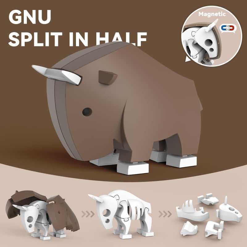 Toycost Magnetic Animal Building Toys, STEM Toddler Learning Toys 3D Puzzle Animals for Boys Girls, Educational Magnetic Travel Montessori Toy Lion Elephant Crocodile, Unique Birthday Gift for Kids 3 4 5 6 7 - Image 5